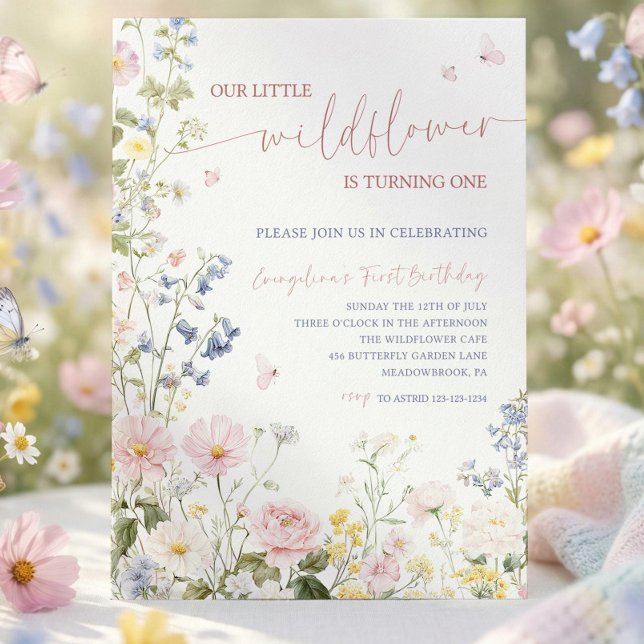 Invitation Editable A Little Wildflower Baby Shower Invitatio (Créateur téléchargé)