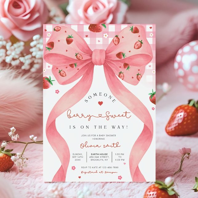 Invitation Editable Berry Sweet Baby Shower Invitation, Blush (Créateur téléchargé)