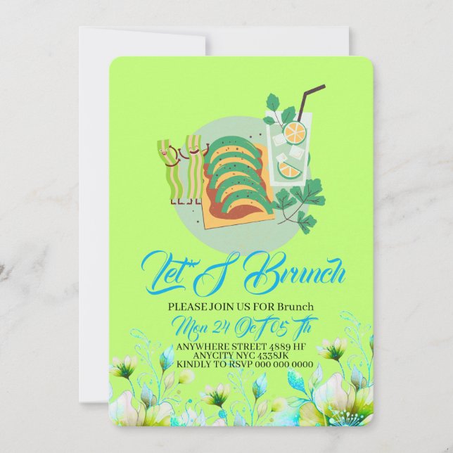 Invitation Editable Brunch Invitation, Let's Brunch Invitatio (Devant)