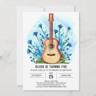 Invitation Editable Classic Guitar Boy Anniversaire