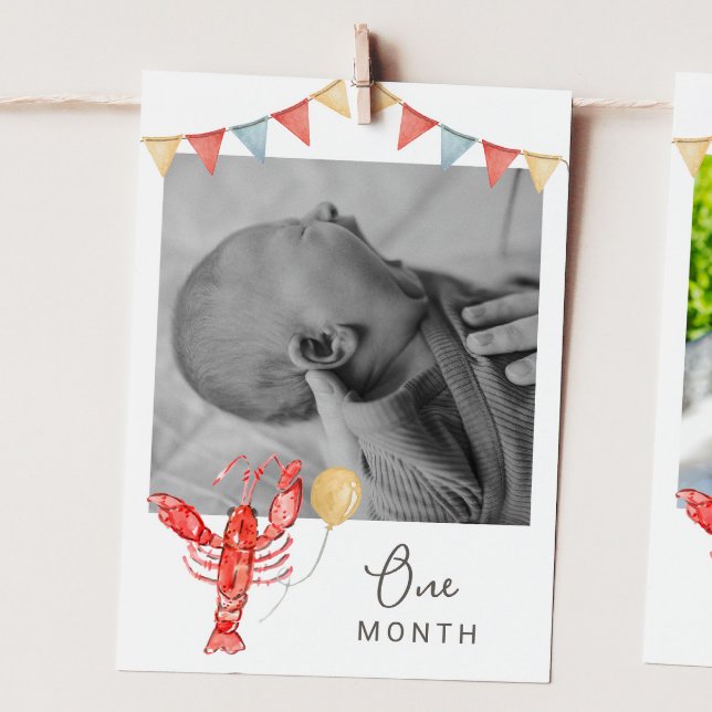 Invitation Editable Crawfish Monthly Photo Banner Card (Créateur téléchargé)