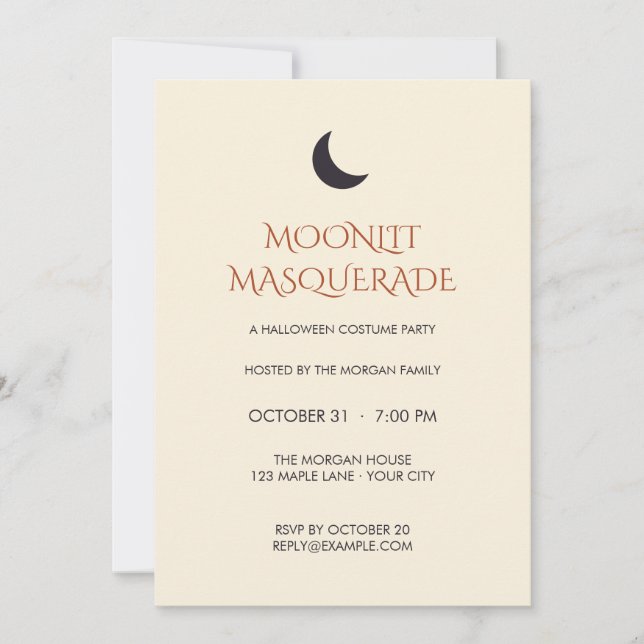 Invitation éditable de Halloween pour un bal masqu (Devant)