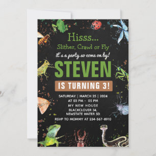 Invitation éditable de nuit de reptile et d'insect