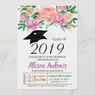 Invitation Editable d'obtention du diplôme -