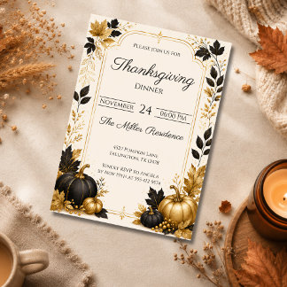 Invitation Editable elegant Autumn Thanksgiving Dinner