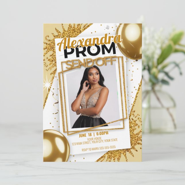 Invitation Editable Exquis Prom Envoyer de Parties scintillan (Debout devant)