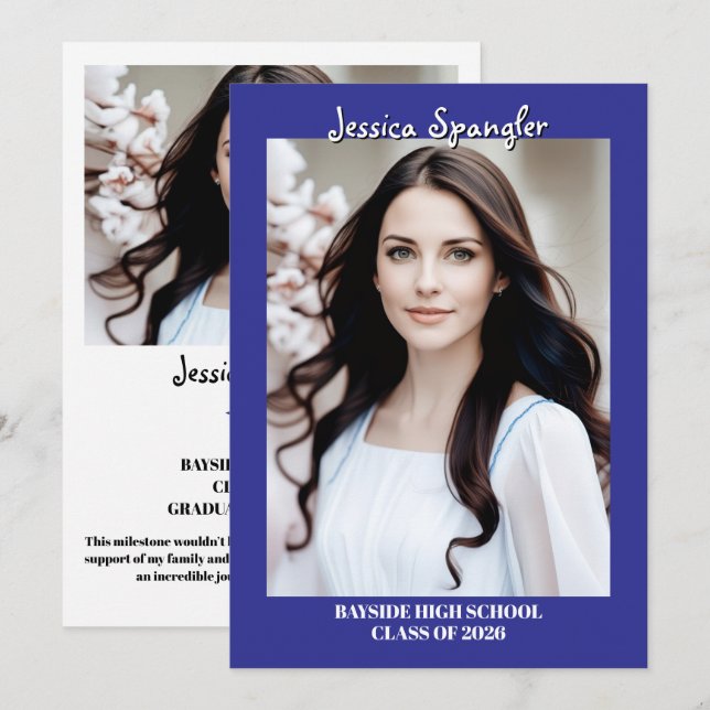 Invitation Editable Graduation Announcement - Double Sided (Devant / Derrière)