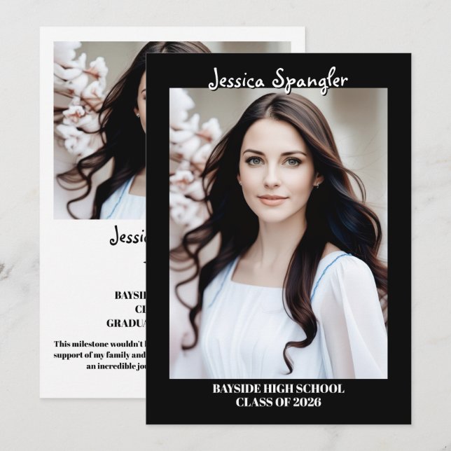Invitation Editable Graduation Announcement - Double Sided (Devant / Derrière)