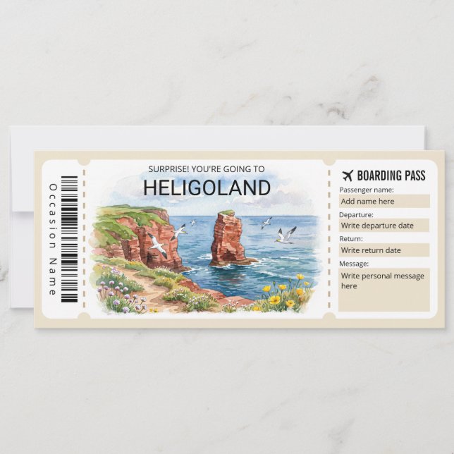 Invitation Editable Heligoland Trip Boarding Pass Ticket (Devant)