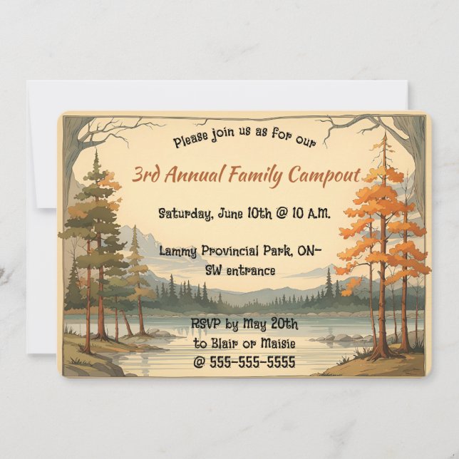 Invitation Editable Landscape Lake and Trees (Devant)