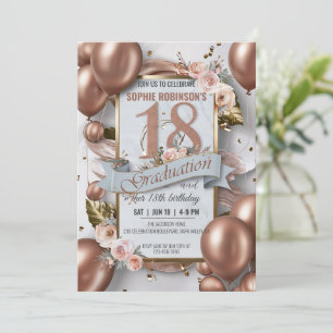 Invitation Editable Luxueux 18e anniversaire Combiner Diplômé