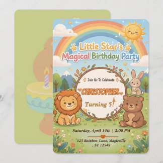 Invitation Editable Magical Forest Animals Birthday Invite