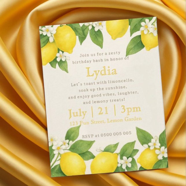 Invitation Editable Méditerranéen Limoncello Anniversaire (Créateur téléchargé)