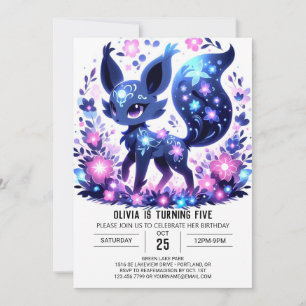 Invitation Editable mignon Fox Digital Anniversaire