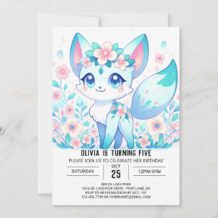 Invitation Editable mignon Fox Digital Anniversaire