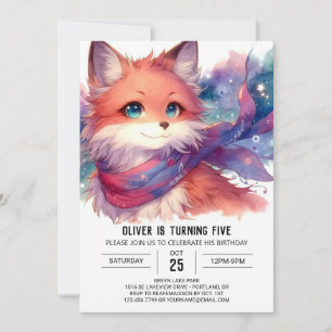 Invitation Editable Modern Fox Anniversaire