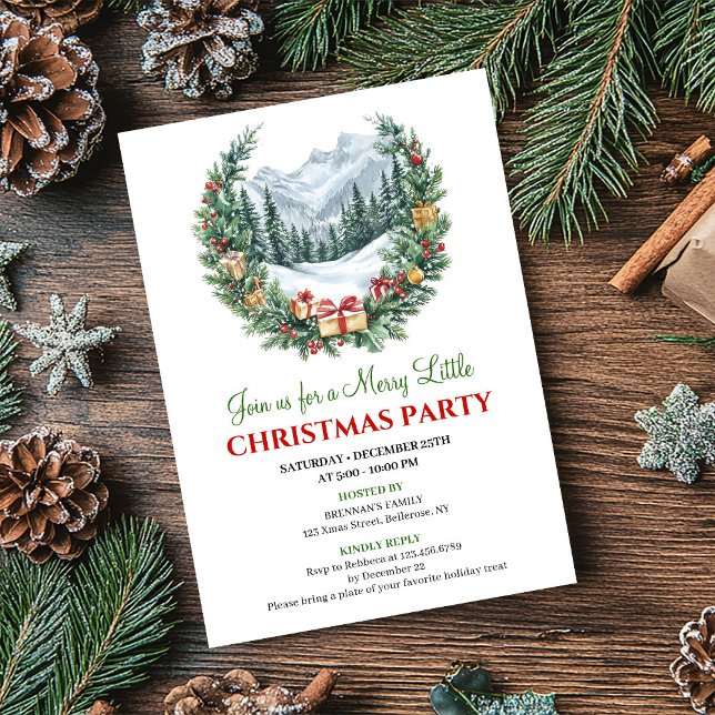 Invitation éditable pour une scène de vacances min (Minimalist Cozy Holiday Scene Editable Invitation)