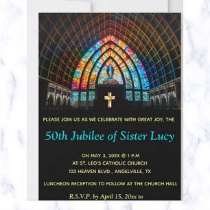 Invitation Editable Religious Event Stained Glass