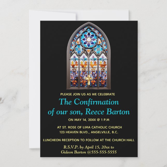 Invitation Editable Religious Event Stained Glass Window (Devant)