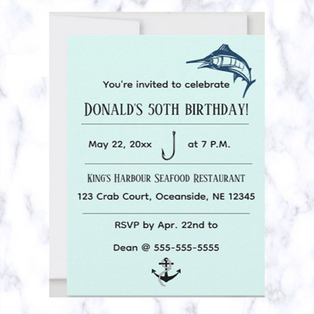 Invitation Editable Swordfish Nautical Birthday (Créateur téléchargé)