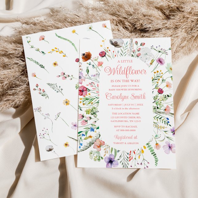 Invitation Editable Un Baby shower Un Peu Fleur sauvage (Créateur téléchargé)