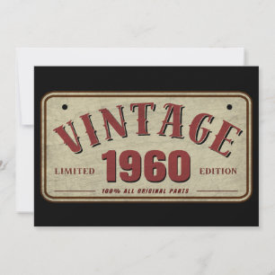 Invitation Édition limitée vintage 1960, toutes pièces d'orig