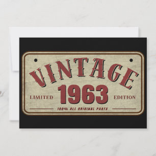 Invitation Édition limitée vintage 1963, toutes pièces d'orig