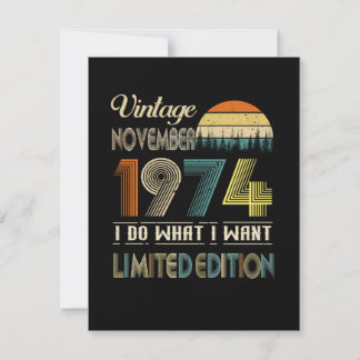 Invitation Édition limitée Vintage novembre 1974 Ce que je ve