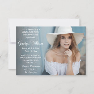 Invitation Éditorial Chic Script Photo Dégradé Graduation 202