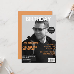 Invitation Éditorial du magazine noir et blanc pour le 63e an
