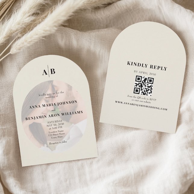 Invitation Éditorial Mariage Photo Ivory (Créateur téléchargé)