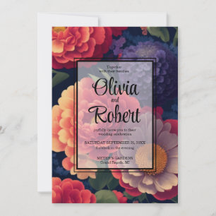 Invitation Eelggant vintage rouge Orange mum poony floral
