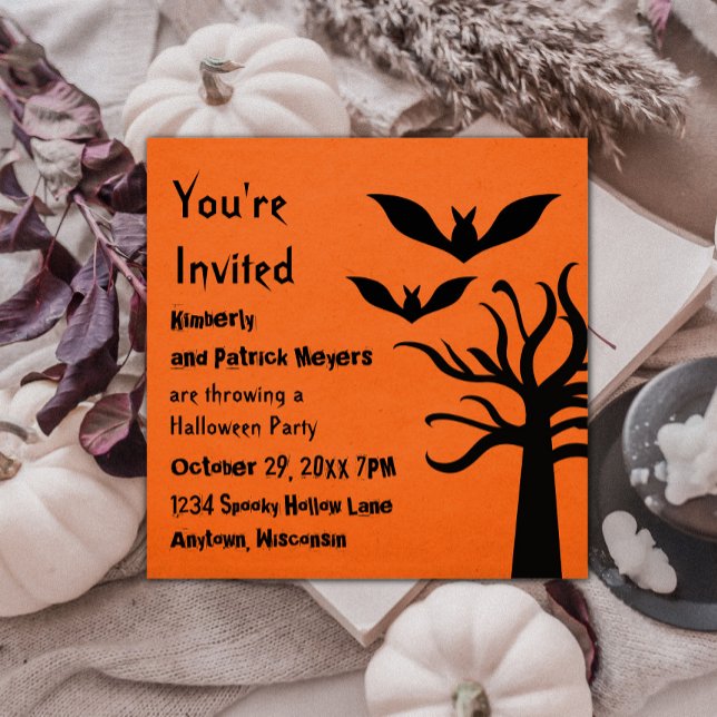 Invitation Eerie Bats Halloween Invitation, Orange (Eerie Bats Halloween Invite - Orange)