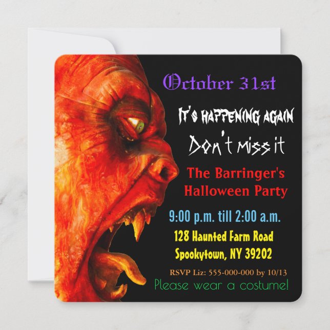 Invitation Eerie Horror Monster Adult Halloween Éffrayant (Devant)
