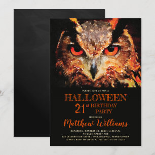Invitation Eerie Night Owl Halloween 21e Anniversaire Fête In