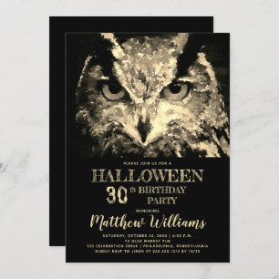Invitation Eerie Night Owl Halloween 30e Anniversaire Fête In