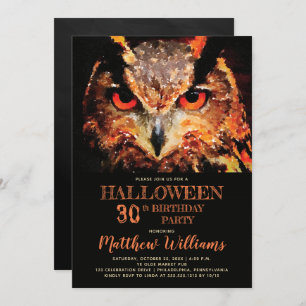 Invitation Eerie Night Owl Halloween 30e Anniversaire Fête In