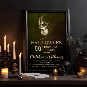 Invitation Eerie Night Skull Halloween 50e Anniversaire Fête 