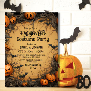 Invitation Eerie vintage Jack-O-Lantern chauve-souris costume