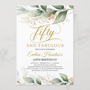Invitation Eeucalyptus rustique vert cinquante et fabuleux