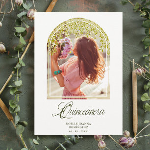 Invitation Effet d'arche de fantaisie de Quinceañera Fleurs d