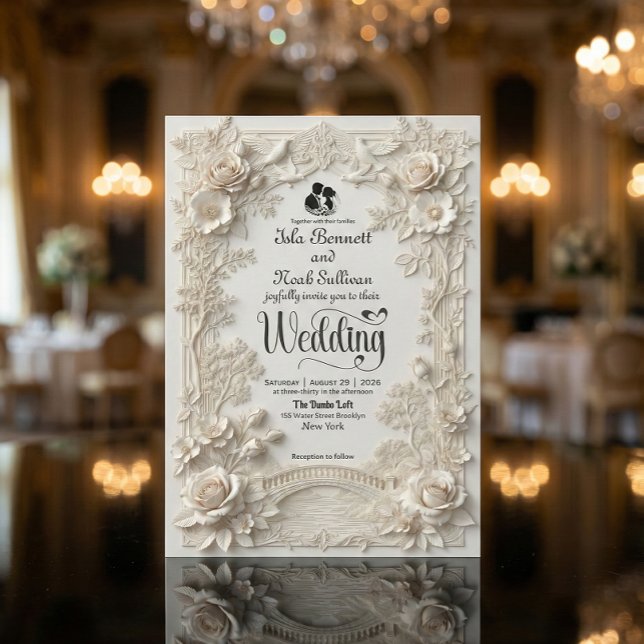 Invitation Effet de lettre ornée florale de mariage  (Créateur téléchargé)