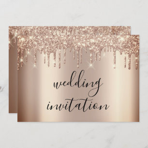 Invitation Effet de Parties scintillant or Rose Mariage brill