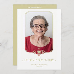 Invitation Effet doré funéraire Effet dentelle ornementale Ph