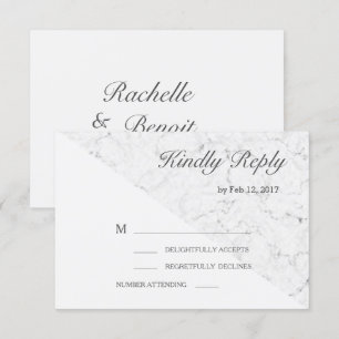 Invitation Effet marbre gris blanc moderne rsvp mariage