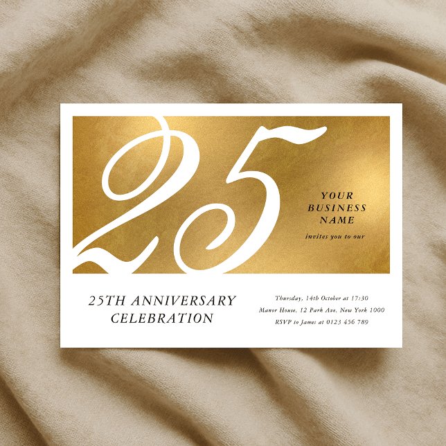 Invitation Effet Or Élégant Anniversaire d'entreprise (Elegant Gold Effect Corporate Business Anniversary Invitation)