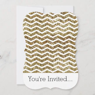 Invitation Effet Parties scintillant d'or Elegant Chevron Zig
