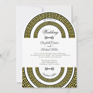 Invitation Effet Shimmery Golden Foil Grec Meander Infinity