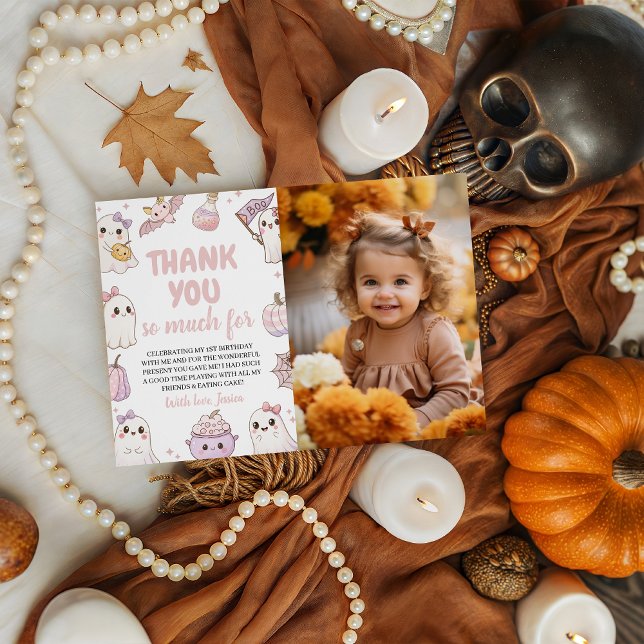 Invitation Éffrayant 1er anniversaire Merci photo (Créateur téléchargé)