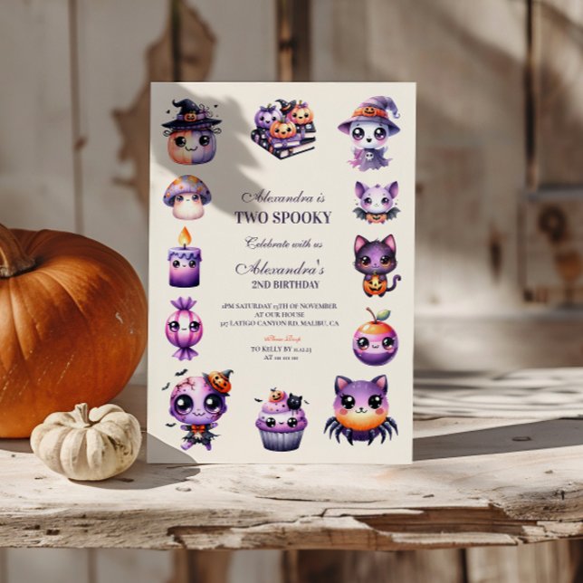 Invitation Éffrayant Cute 2ème anniversaire Halloween Pastel  (Créateur téléchargé)
